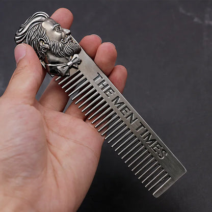 1PC Gentelman Barber Styling Metal Comb Stainless Steel Men Beard Comb