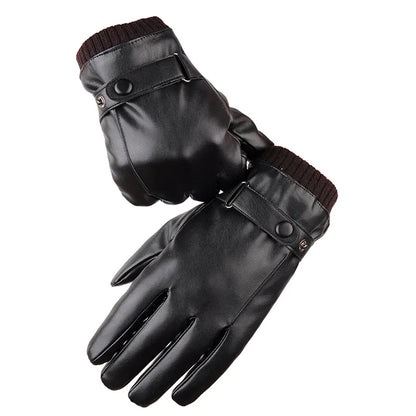 Men's Gloves Black Winter Mittens Keep Warm Touch Screen Windproof Driving Guantes Male Autumn Winter PU Leather Gloves Business