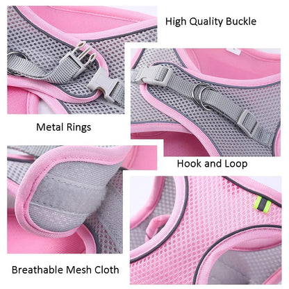 Escape Proof Cat Harness and Leash Set Adjustable Mesh Dog Harness Vest Puppy Pet Walking Lead Leash Small Dogs Cats Kitten XXS