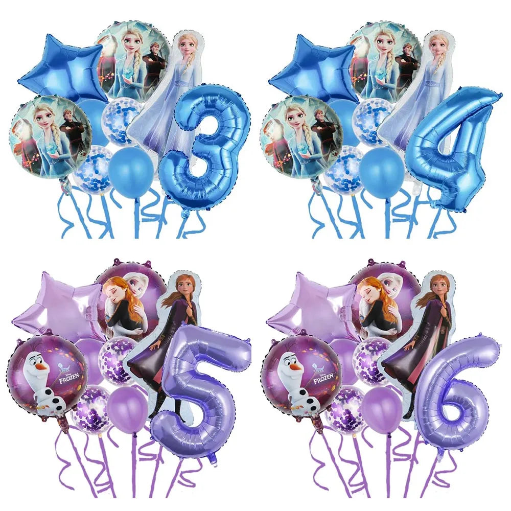 9pcs Disney Frozen Princess Elsa Anna Balloons  Baby Shower Children's Birthday Party Decoration Balloon Aluminum Foil Balloon