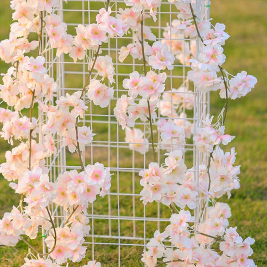 180Cm Artificial Sakura Flowers Vine Wedding Outdoor Garden Rose Arch Home Decor Christmas Silk Scrapbook Background Wall Plants