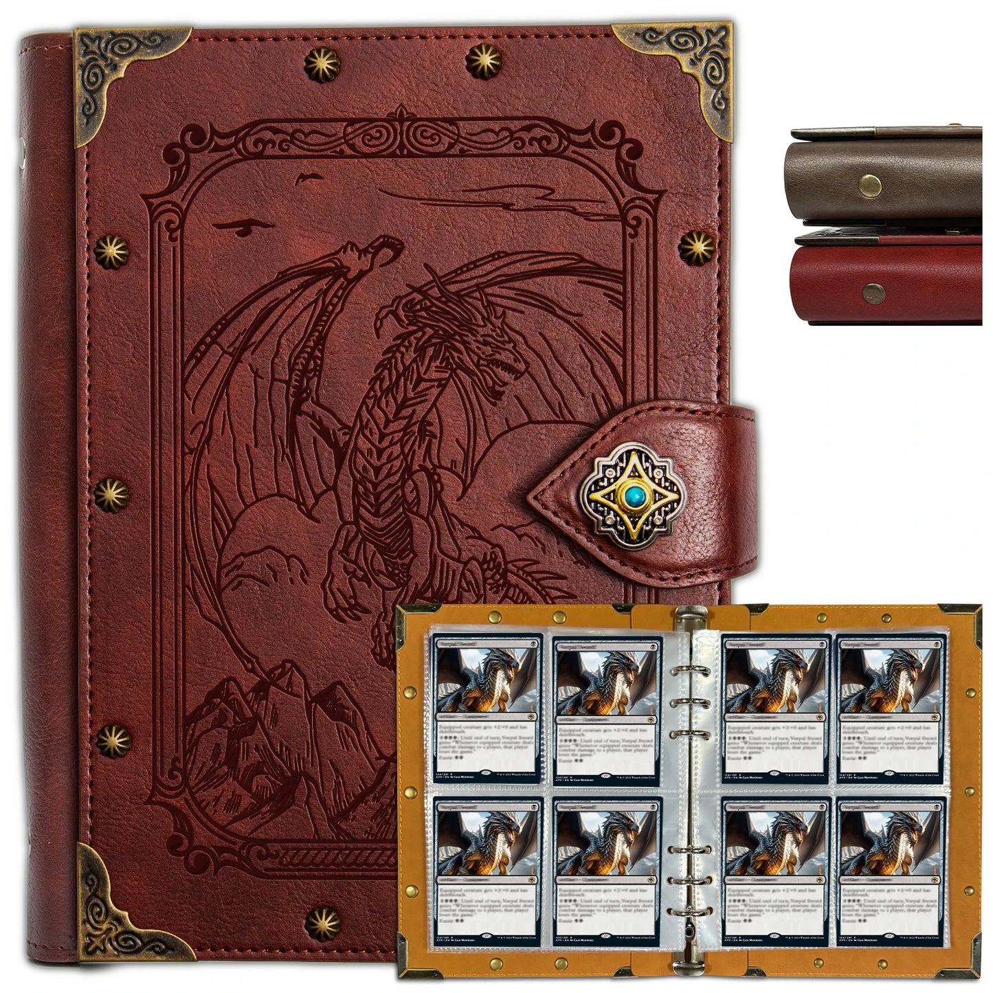 4 Pocket Card Binder for Pokemon - Stunning Dragon Elemental Design for 240 Cards. Great Sleeve Album/TCG Holder/Trading Gift