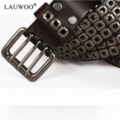 Heavy Metal Punk Belt Genuine Leather Hip Hop Belts For Men Cross Rivet Jeans belt male Strap Ceinture Homme designer belt