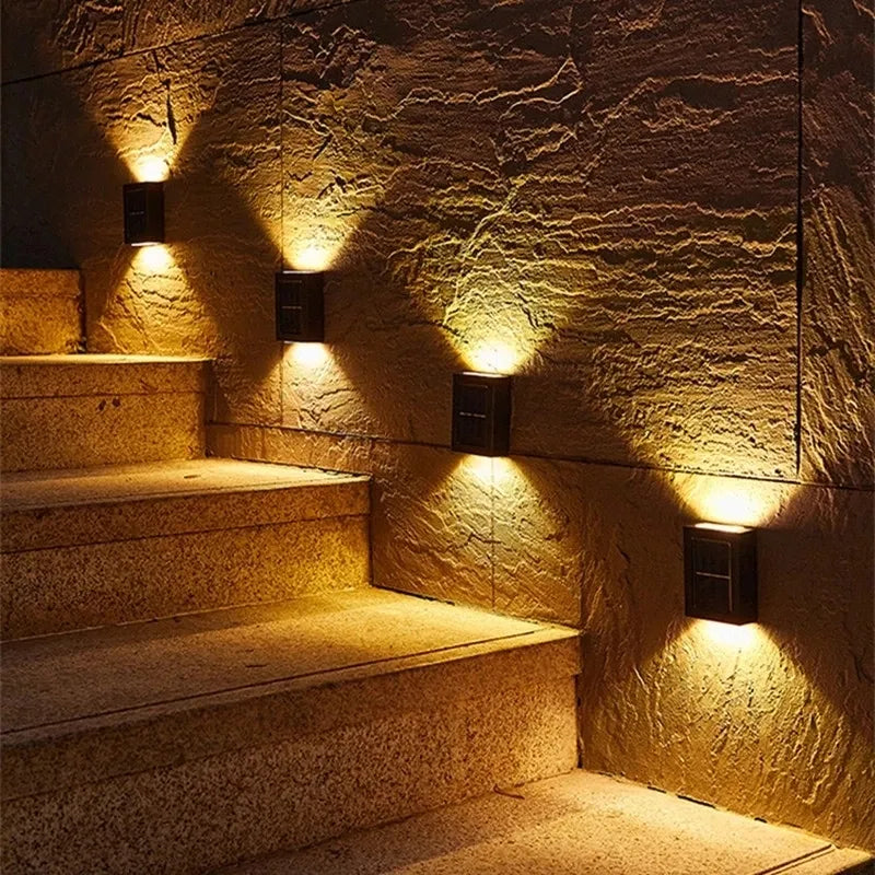 6 LED lumières solaires extérieur étanche haut et bas éclairage lumineux applique murale décor de jardin escaliers clôture balcon lampes de lumière du soleil