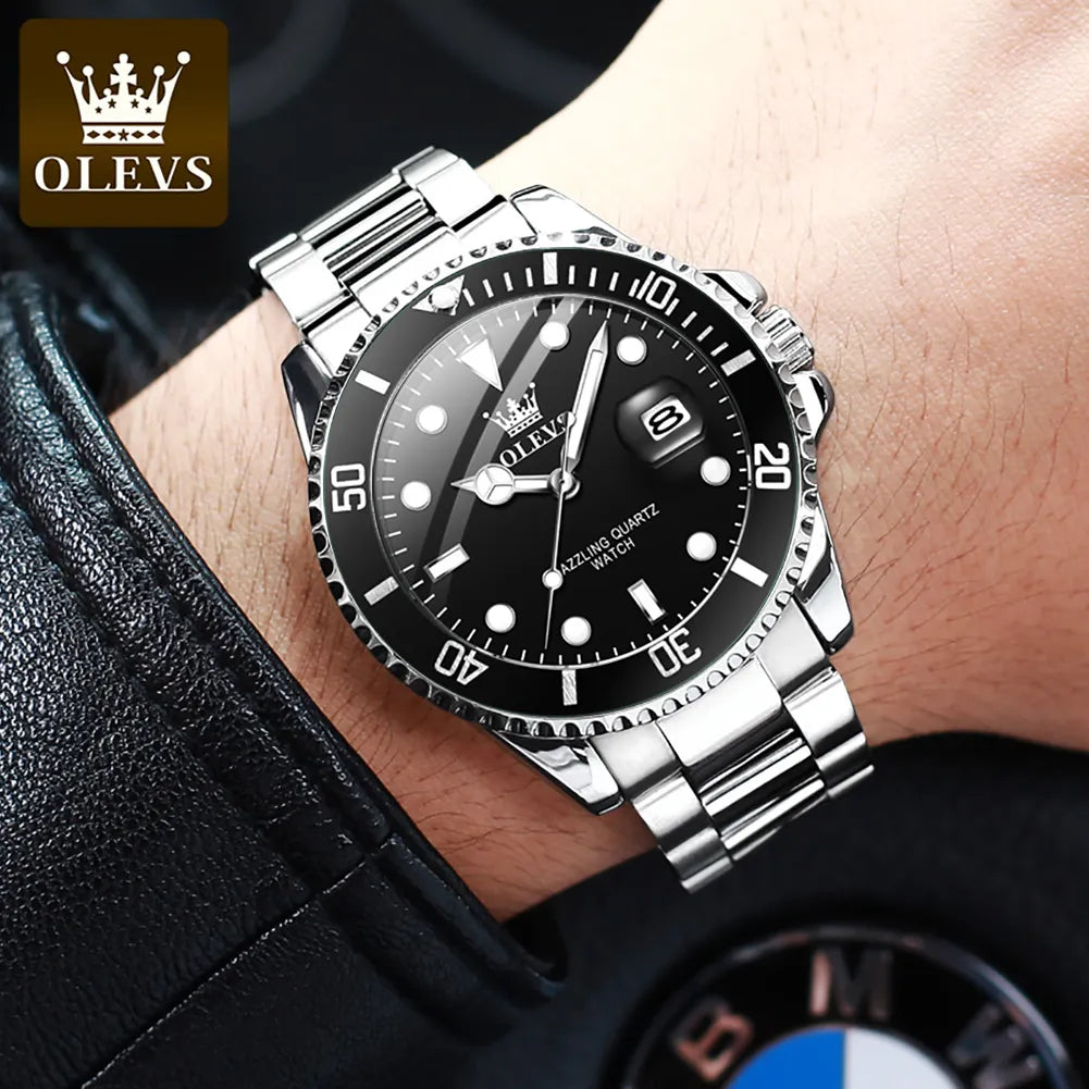 OLEVS Luxury Fashion Watch för män Business Vattentät Stor Urtavla Originalklockor Sport Herr Quartz Armbandsur Montre Homme