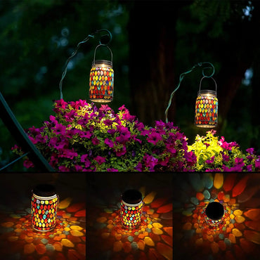 Solar Light Outdoors Lantern Solar Charging Colorful Decorating Solar Mosaic Lantern Lamp Solar Garden Light Garden Decoration