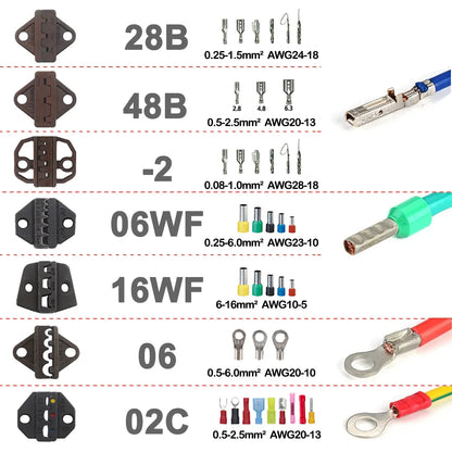 DuPont-terminaler Crimptång Utbytbara stansar Wire Crimper Crimpverktyg Spärrning SN-48B PH2.0 XH2.5 JST2.5 VH3.96