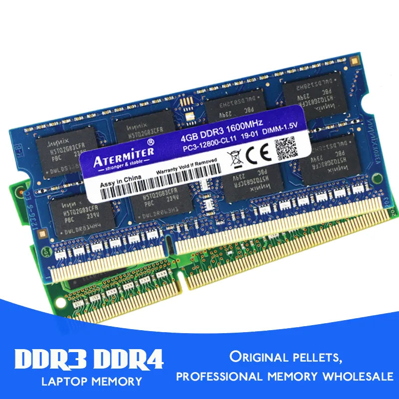 Atermiter DDR3 DDR4 PC3 PC4 16GB 8GB 4GB Laptop Ram 1066 1333MHz 1600 2400 2666 2133 DDR3L Sodimm Notebook Memory RAM