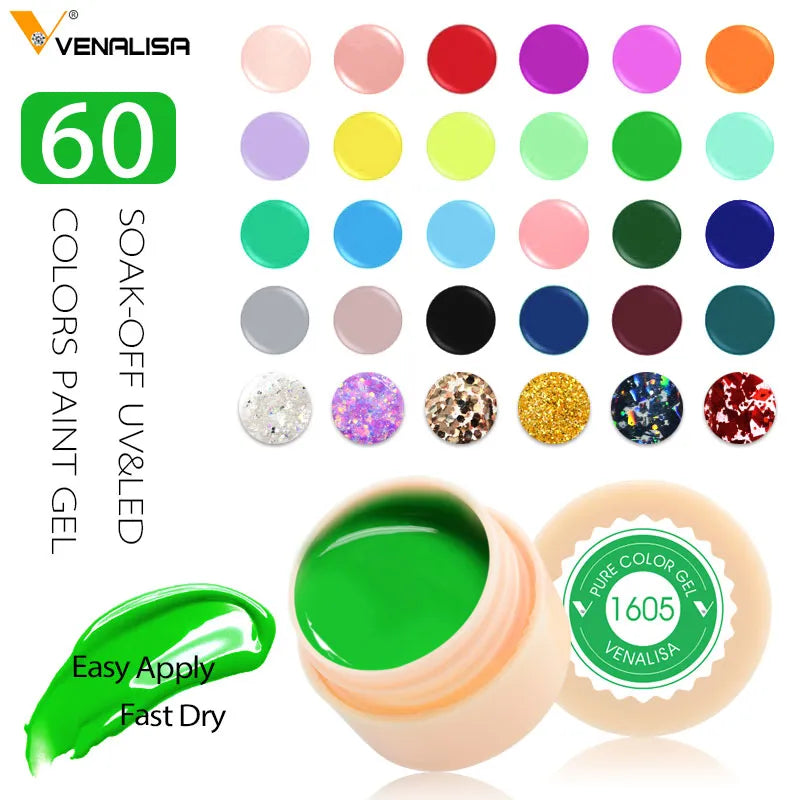 Venalisa Painting Gel 60 colors 5ml Professional Nail Paint Color Gel Polish For Nail Art UV Gel Lacquer Gel Varnish