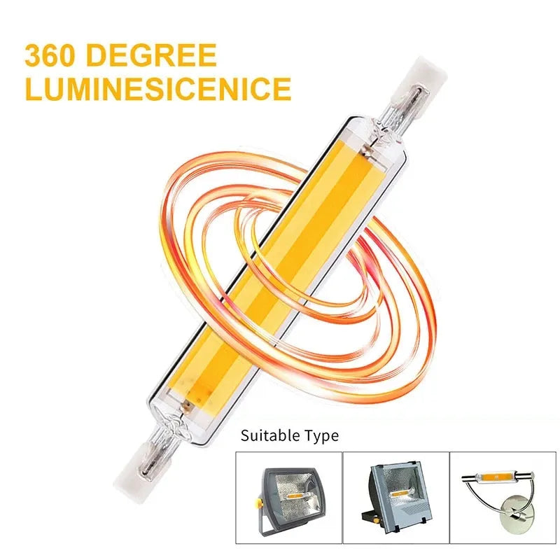 Ampoule LED COB en Tube de verre R7S, 78MM 118MM, lampe épis de maïs haute puissance J78 J118, remplacement de la lumière halogène AC 110V 220V 240V