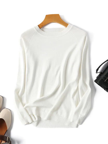 Autumn Winter Long Sleeve Striped Pullover Women Sweater Knitted Sweaters O-Neck Tops Korean Pull Femme Jumper Female White