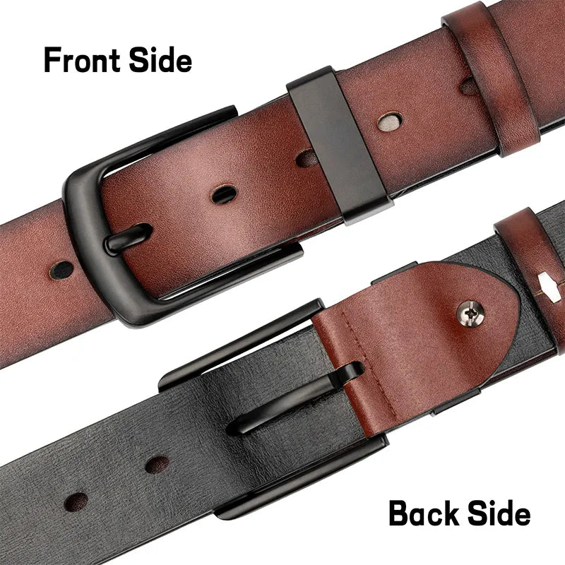 Men's Vintage Casual Belt Black Pin Buckle Student Versatile Leather Wide Belt