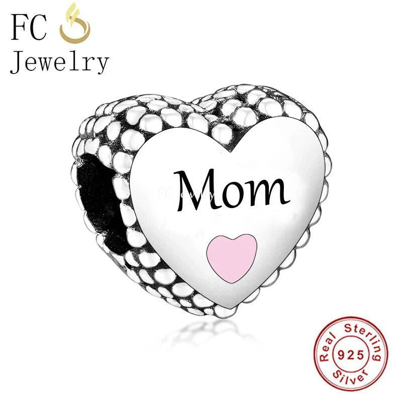 FC Jewelry Fit Original Brand Charm Bracelet 925 Silver Dad Mom Son Daughter Love Bead Making Mummy Grandma Berloque DIY Hot