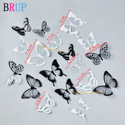 New 18pcs/lot Crystal Butterflies 3d Wall Sticker Beautiful Butterfly Living Room for Kids Room Wall Decals Home Decoration