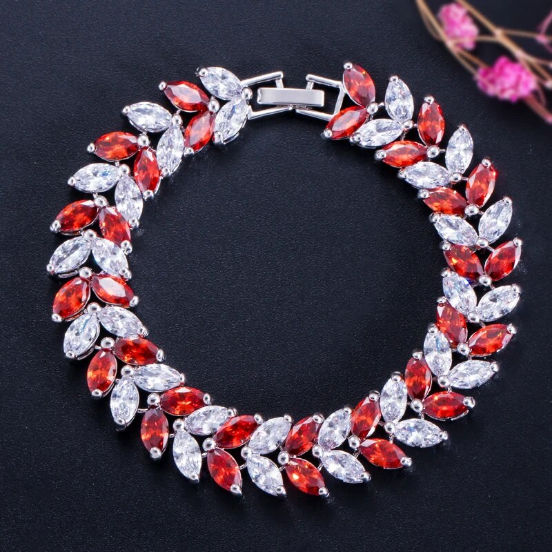 Cubic Zircon Leaf Shape  Bracelet for Women