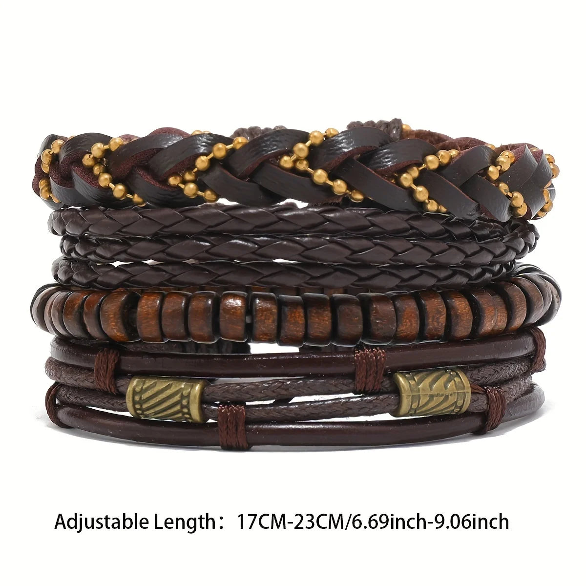 Multi-layer Buddha Bead Beaded Bracelets Men's Retro Style Multi-layer Elastic Thread Adjustable Wooden