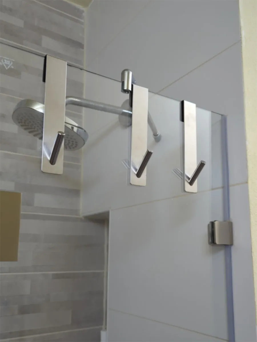 Stainless Steel Over Glass Door Shower Door Back Shower Towel Rack S-Shape Bathroom Bathrobe Hanger Holder Hooks