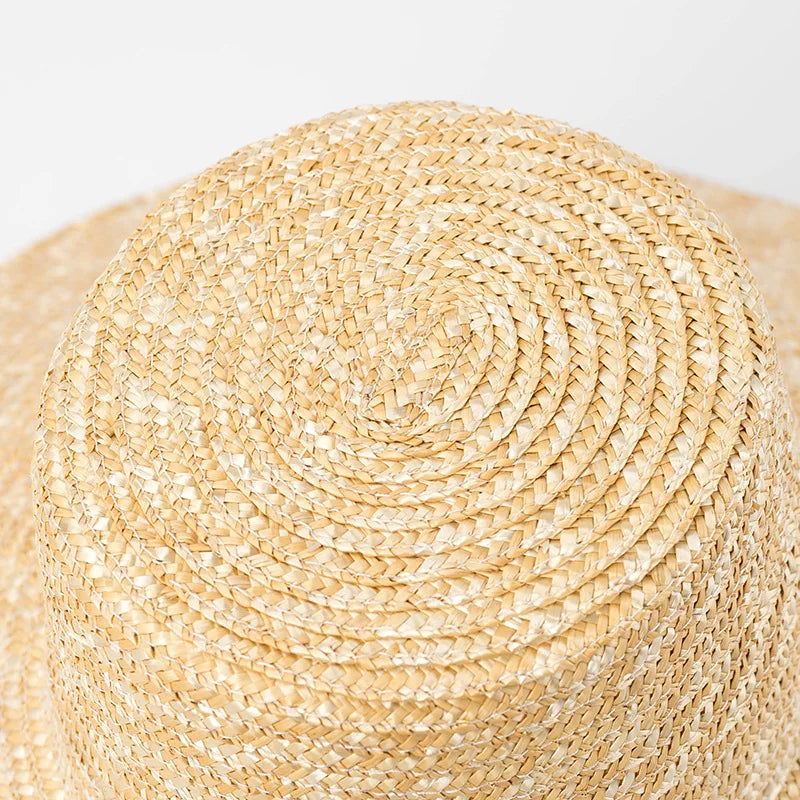 Chapeaux de plage à Large bord avec cravate pour femmes, grands chapeaux de Protection UV, chapeaux de soleil d'été en paille de blé à grand bord, vente en gros