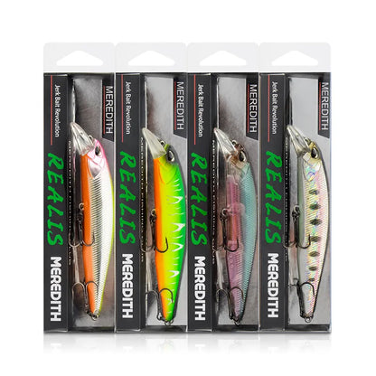 MEREDITH JERK MINNOW 100F 14g Flytande Wobbler Fiskedrag 24Color Minnow Lure Hårt bete Kvalitet Professionellt djup0,8-1,0m