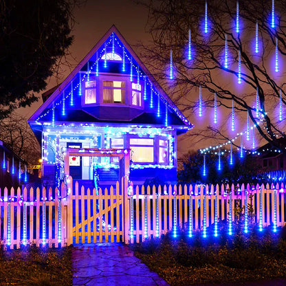 Utomhus LED Meteor Shower Lights Fallande Regn Dropy Fairy String Light Vattentät för julfest Trädgårdssemesterdekorationer