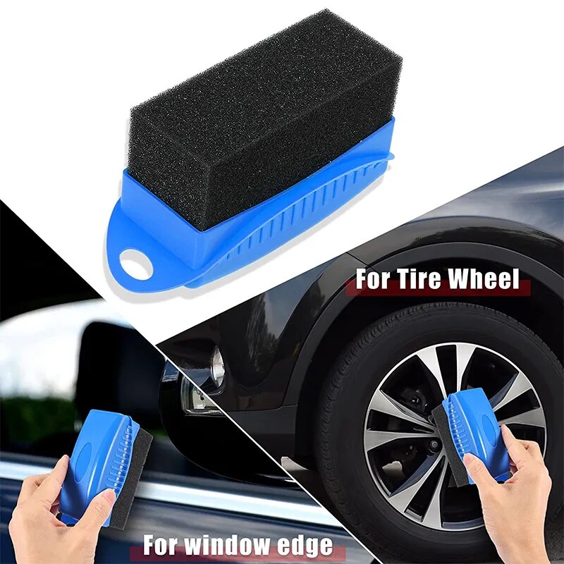 Car Wheel Polishing Waxing Sponge Brush With Cover ABS Washing Cleaning Tire Contour Dressing Applicator Pads Detail Accessories