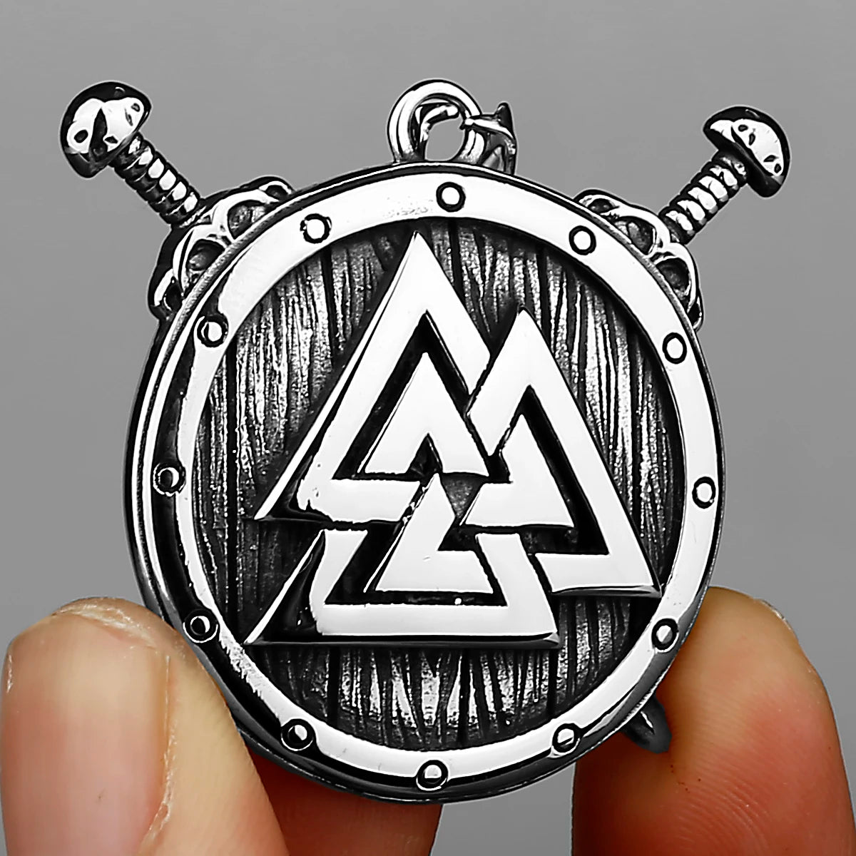 316L Stainless Steel Viking Shield Sword Valknut Amulet Rune Men's Necklace Pendant Birthday Gift Jewelry