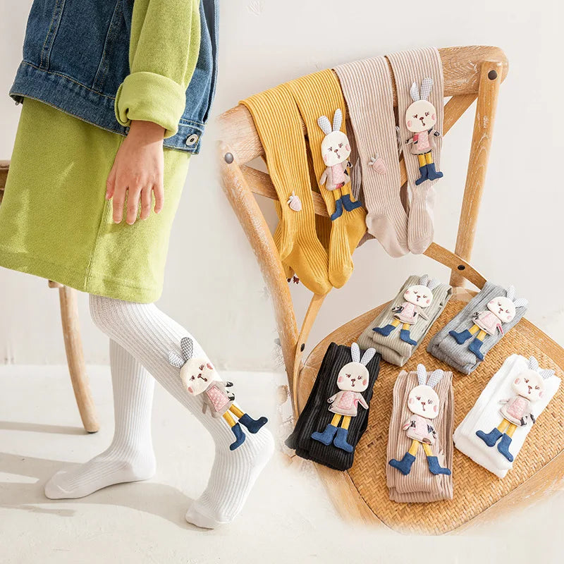 Baby Girl Tights Cartoon Stockings 3D Rabbit Cute Girls Pantyhose Cotton Autumn Winter Trousers Knitted Socks Pants 0-4 Years