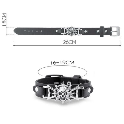 Skeleton Skull Star Eye Punk Gothic Rock Leather Belt Buckle  Bracelets For Women Men Bracelets & Bangles