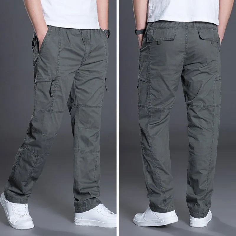 Summer Autumn Fashion Men Pants Casual Cotton Long Pants Straight Joggers Homme Plus Size 5xl 6xl Flat Trousers for Men Clothing