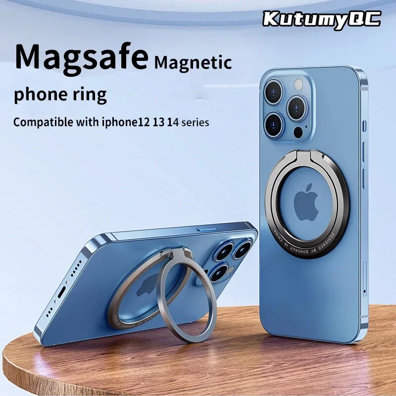 Magnetic KutumyQC Cell Phone Ring Holder Compatible with iPhone 12 13 14 Series MagSafe Removable Cell Phone Grip Kickstand