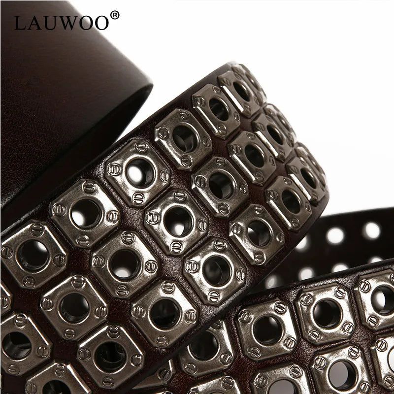 Heavy Metal Punk Belt Genuine Leather Hip Hop Belts For Men Cross Rivet Jeans belt male Strap Ceinture Homme designer belt