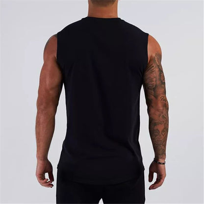 Summer Compression Gym Linne Herr Bomull Bodybuilding Fitness Ärmlös T-shirt Träningskläder Herr Sportkläder Muskelvästar