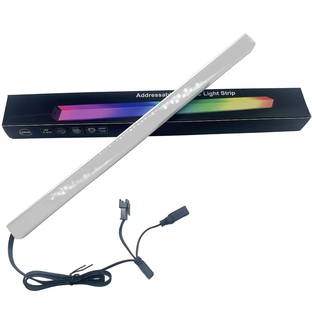 Boîtier PC RGB en alliage d'aluminium, 30cm, bande LED magnétique, barre lumineuse pour ordinateur, 5V/3 broches, carte mère ARGB, bande lumineuse pour jeu PC, bricolage