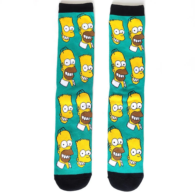 Simpsons Cartoon Anime Funny Socks Men Hip Hop Print Novelty Crazy Sokken Hip Hop Unisex Comfortable Skateboard Happy Meias