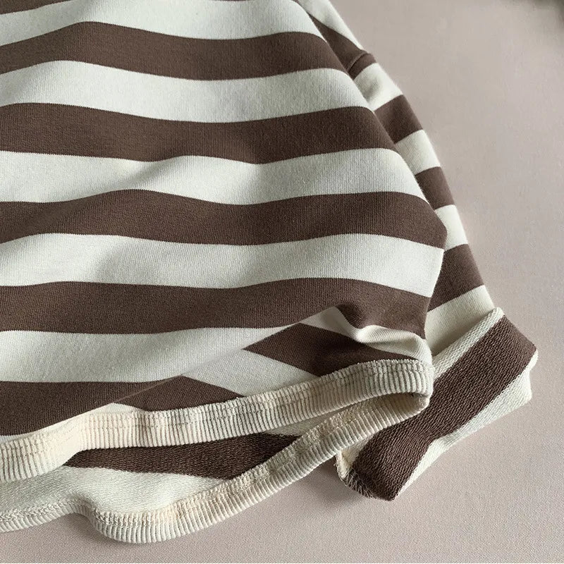 Children Casual T Shirt Loose Kids Striped T Shirts Cotton Tee Boys Girls Long Sleeve Tops Baby Clothes