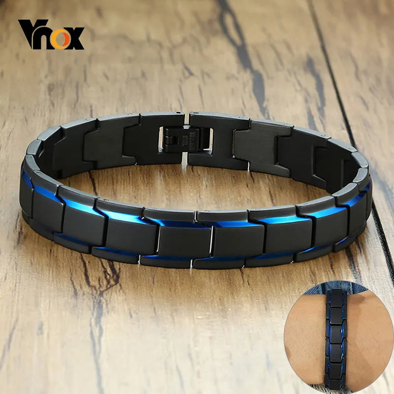 12mm Men's Bracelets Stainless Steel Link Chain Stylish Casual Gents Wristband Chunky Punk Gothic Male Jewelry