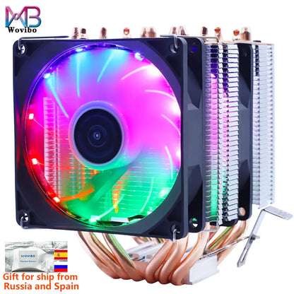 6 Heatpipes RGB CPU Kylare Kylare Tyst PWM 4PIN 150W För Intel LGA 1150 1151 1155 1200 1700 2011 X79 X99 AM3 AM4 Ventilator