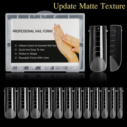 NEW Stiletto Coffin Clear Dual Forms False Tips Quick Building Gel Mold Nail System Full Cover Nail Extension Forms Top