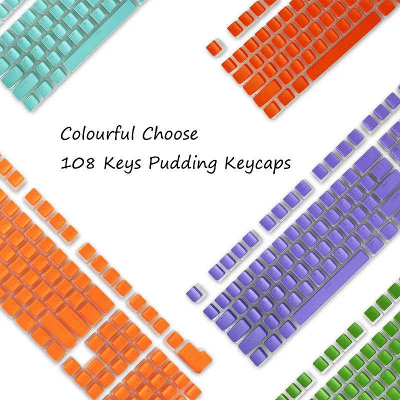 OEM Profil PBT Keycaps 108 Keys Pudding Keycap För Cherry MX Switch Mekaniskt tangentbordssats RGB Gamer bakgrundsbelyst tangentbord Switch