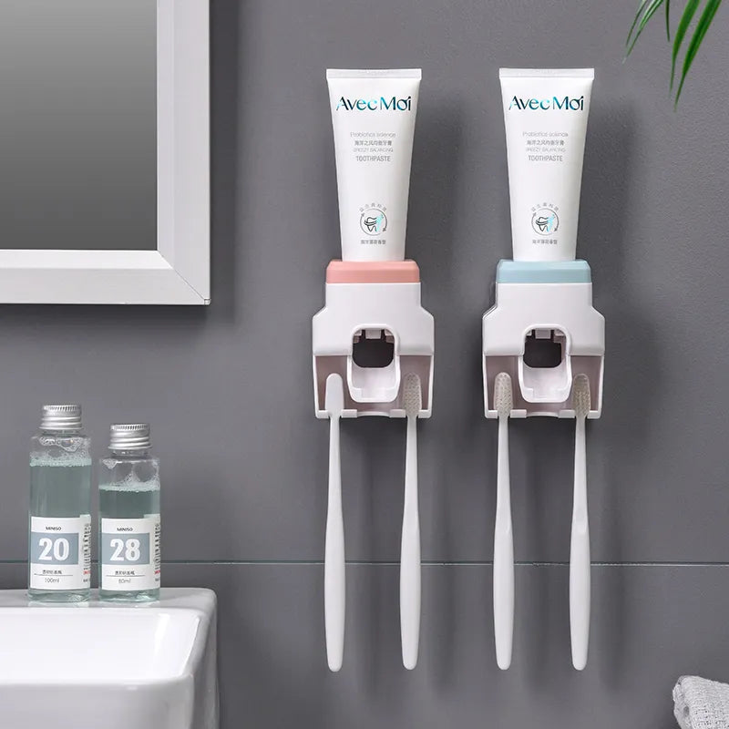 Distributeur automatique de dentifrice mural créatif et petit porte-brosse à dents, presse-dentifrice pour douche familiale, salle de bain