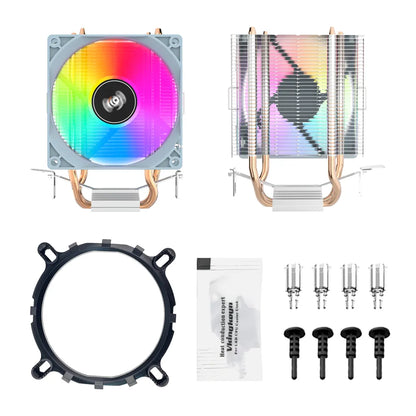 Aigo CPU Cooler 2 4 Heat Pipes PC Radiator Cooling 3PIN PWM Silent Rgb Fan For Intel  1700 1150 1155 1156 1366 AM2/AM3/AM4 AMD