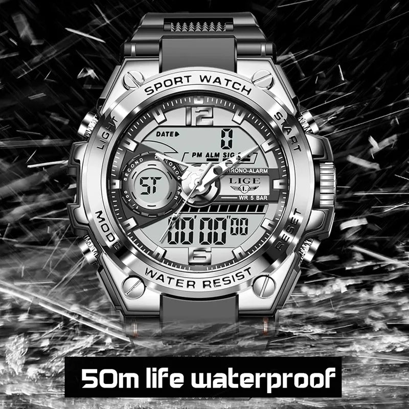 Montre militaire numérique pour hommes, étanche 50m, montre-bracelet à Quartz LED, montre de Sport, grandes montres pour hommes