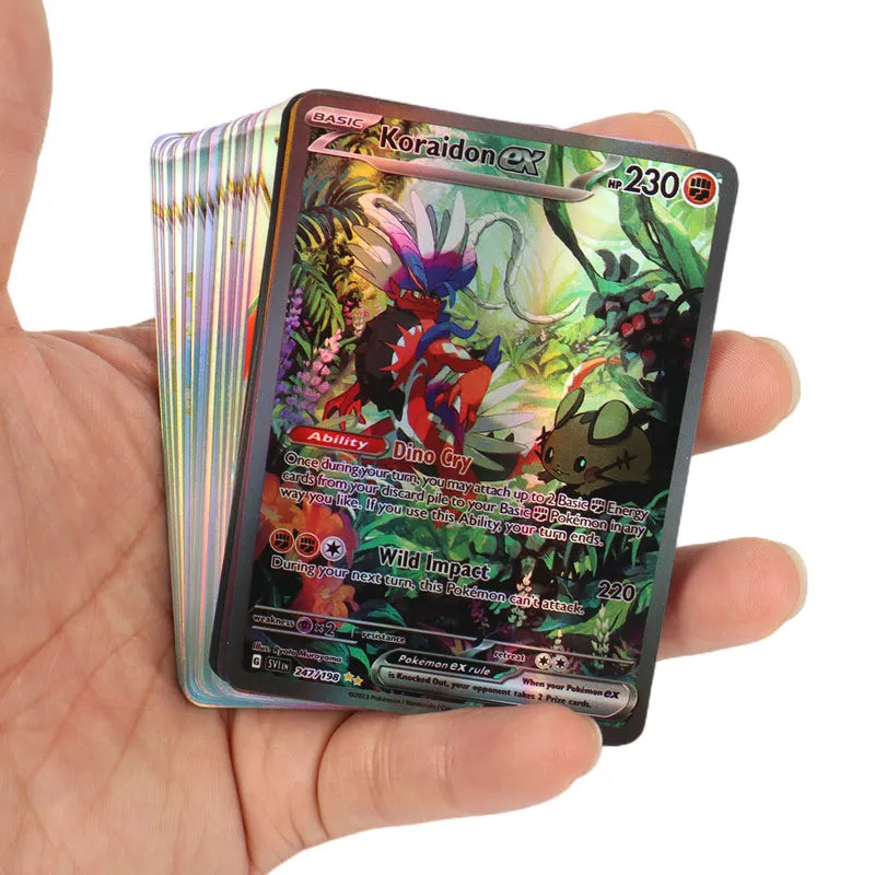 60/100Pcs Pokemon Cards Scarlet Violet EX Vstar Holographic English Letter Pokemon Rainbow Arceus Shiny trading card Kids Gift