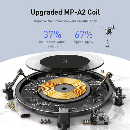 Baseus 15W snabb trådlös laddare för iPhone 15 14 13 för Airpods Synlig Qi trådlös laddningsplatta för Samsung S22 S10 Xiaomi LG