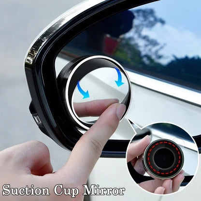 New 2 Pcs Car Suction Cup Mount Auxiliary Rearview Mirror 360 Degree Rotating Wide-angle Round Frame Blind Spot Mirror