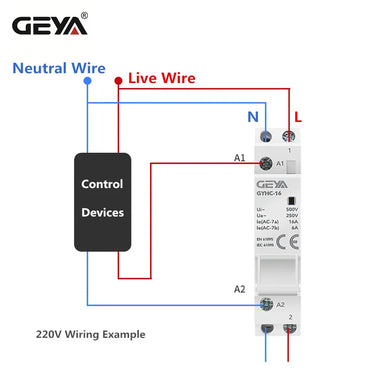 GEYA Din Rail Mounted Household Modular AC Contactor for Smart Home House Hotel AC220V 2P 16A 20A 25A 2NC 2NO 1NO1NC 50/60Hz