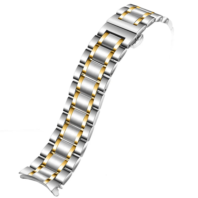 Universal metal Bracelet, women's men's metal steel strap, 14mm 15mm 16mm 17mm 18mm 19mm 20mm 21/22mm 23/24mm curved watch chain