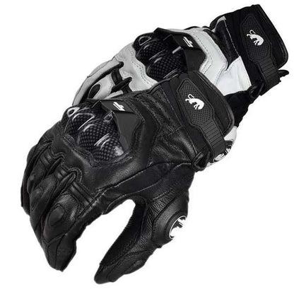 Gants de moto noirs de course en cuir véritable, gants d'équipe de course sur route blancs pour hommes, été et hiver