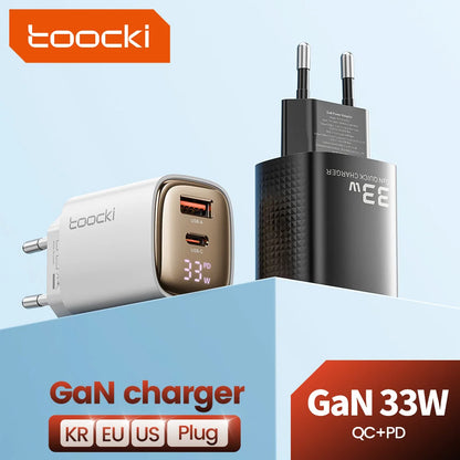 Toocki 33W GaN USB C Charger Digital Display Fast Charging Type C Charger for iPhone 15 14 13 12 Samsung Galaxy S23 S22 Xiaomi