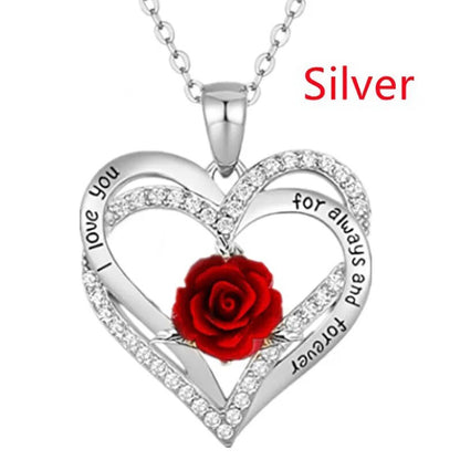 Mode revenu Rose fleur pendentif collier anniversaire fête accessoires anniversaire fête des mères bijoux cadeaux maman dames filles